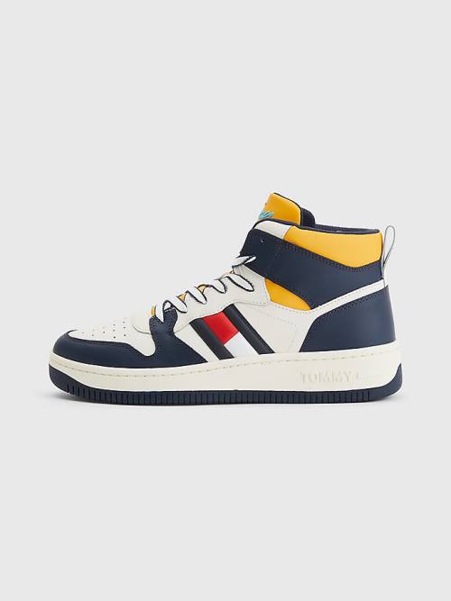 Tommy Hilfiger High-Top Deri Retro Basketball Spor Ayakkabı Erkek Mavi | TH362CPW