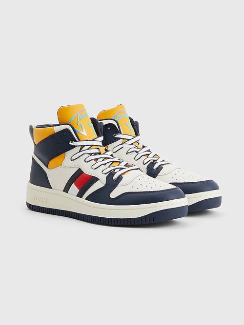 Tommy Hilfiger High-Top Deri Retro Basketball Spor Ayakkabı Erkek Mavi | TH362CPW