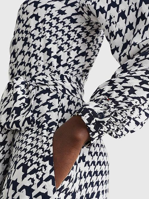 Tommy Hilfiger Houndstooth Relaxed Fit Midi Elbise Kadın Mavi | TH867TDL