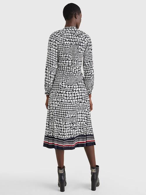 Tommy Hilfiger Houndstooth Relaxed Fit Midi Elbise Kadın Mavi | TH867TDL