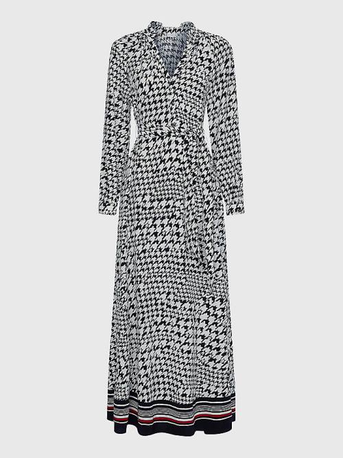 Tommy Hilfiger Houndstooth Relaxed Fit Midi Elbise Kadın Mavi | TH867TDL