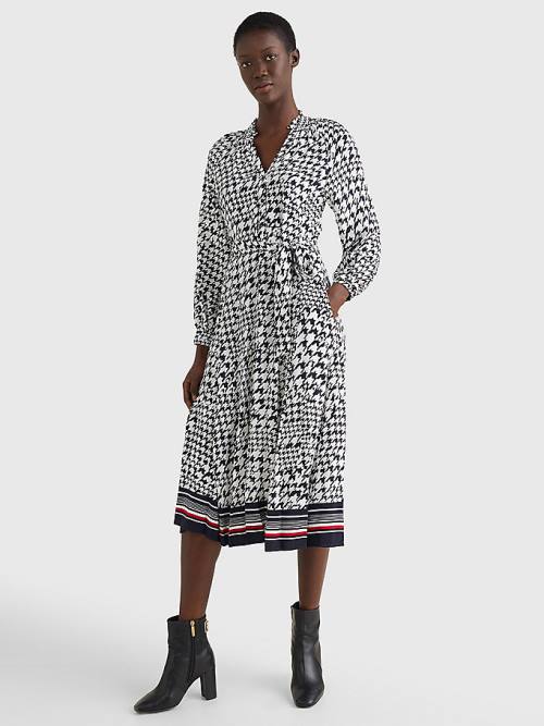 Tommy Hilfiger Houndstooth Relaxed Fit Midi Elbise Kadın Mavi | TH867TDL