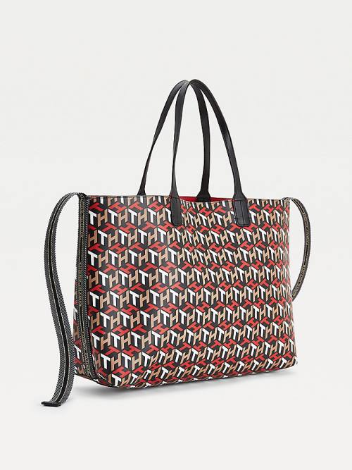 Tommy Hilfiger Iconic All-Over Monogram Tote Çanta Kadın Mavi | TH308NOQ