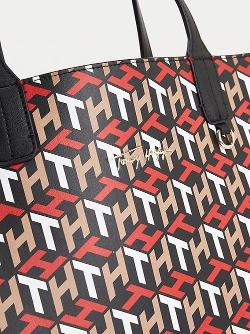 Tommy Hilfiger Iconic All-Over Monogram Tote Çanta Kadın Mavi | TH308NOQ