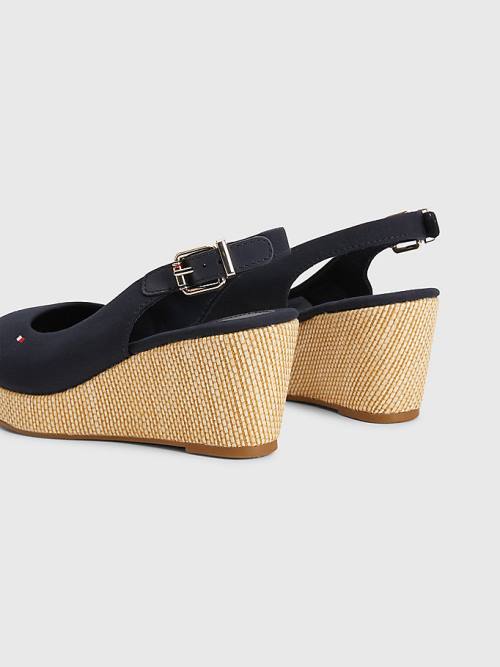 Tommy Hilfiger Iconic Arkası Açık Espadril Wedges Sandalet Kadın Mavi | TH025ITL