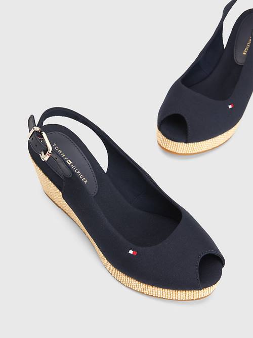 Tommy Hilfiger Iconic Arkası Açık Espadril Wedges Sandalet Kadın Mavi | TH025ITL