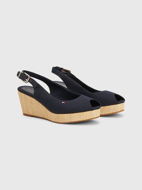 Tommy Hilfiger Iconic Arkası Açık Espadril Wedges Sandalet Kadın Mavi | TH025ITL