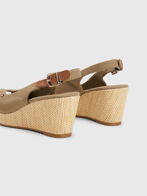 Tommy Hilfiger Iconic Arkası Açık Espadril Wedges Sandalet Kadın Kahverengi | TH075AOP