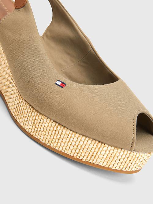 Tommy Hilfiger Iconic Arkası Açık Espadril Wedges Sandalet Kadın Kahverengi | TH075AOP