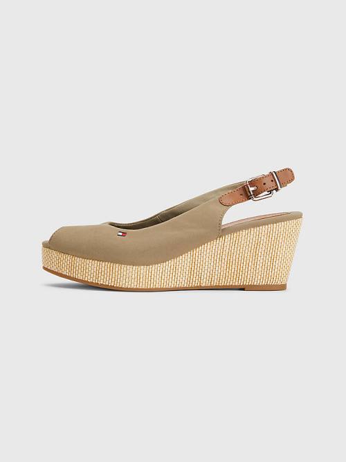 Tommy Hilfiger Iconic Arkası Açık Espadril Wedges Sandalet Kadın Kahverengi | TH075AOP