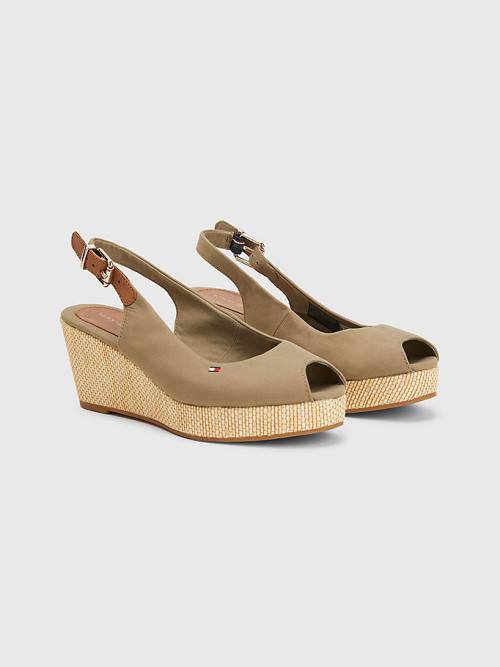 Tommy Hilfiger Iconic Arkası Açık Espadril Wedges Sandalet Kadın Kahverengi | TH075AOP