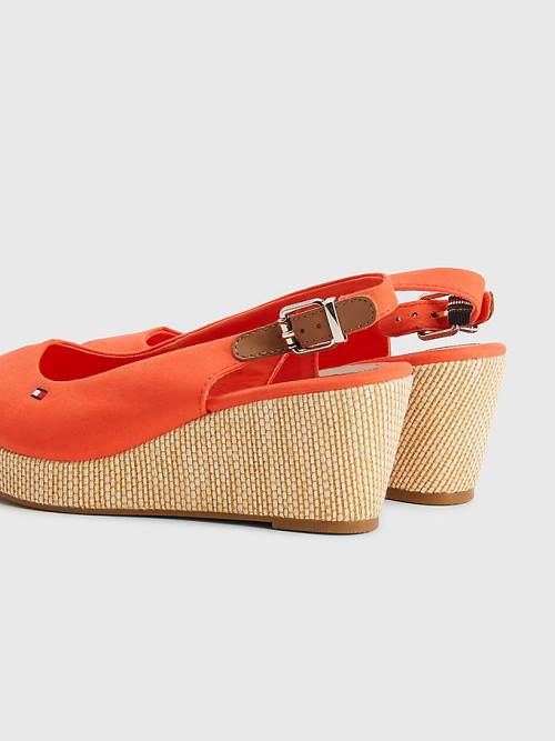 Tommy Hilfiger Iconic Arkası Açık Espadril Wedges Sandalet Kadın Kırmızı | TH374NIP