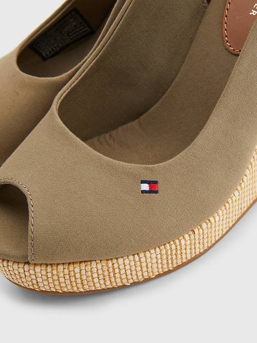 Tommy Hilfiger Iconic Arkası Açık Espadril High Heel Wedges Sandalet Kadın Kahverengi | TH548HVP