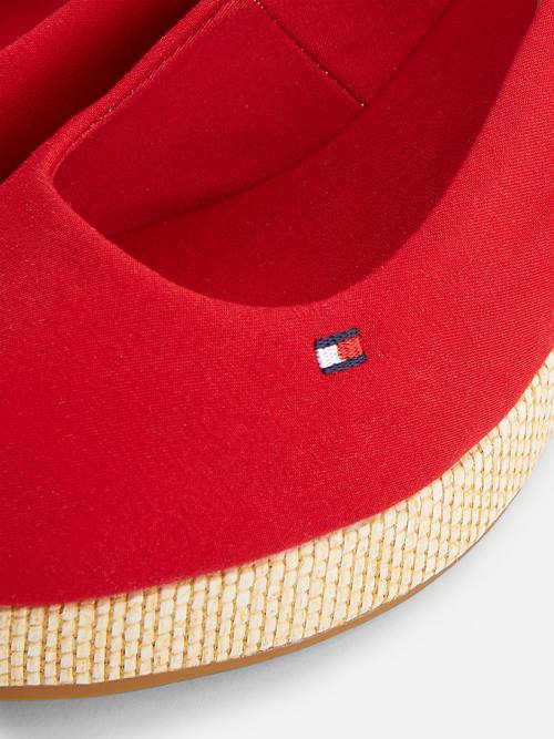 Tommy Hilfiger Iconic Arkası Açık Espadril Wedges Sandalet Kadın Kırmızı | TH802EFH