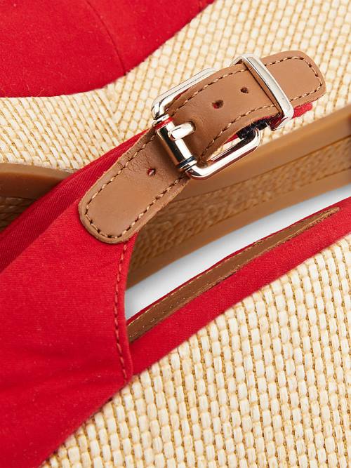 Tommy Hilfiger Iconic Arkası Açık Espadril Wedges Sandalet Kadın Kırmızı | TH802EFH