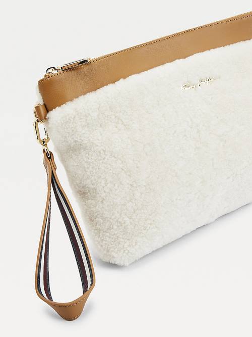 Tommy Hilfiger Iconic Deri Shearling Clutch Çanta Kadın Pembe | TH674PLR