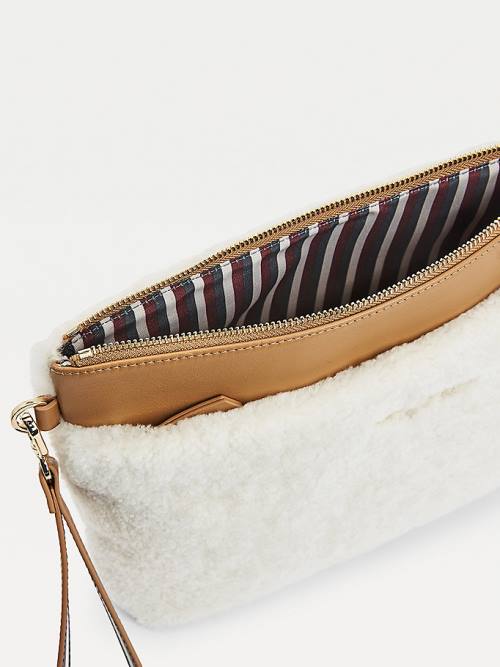 Tommy Hilfiger Iconic Deri Shearling Clutch Çanta Kadın Pembe | TH674PLR