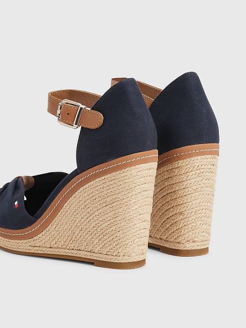 Tommy Hilfiger Iconic High Wedge Espadril Sandalet Kadın Mavi | TH360HUN