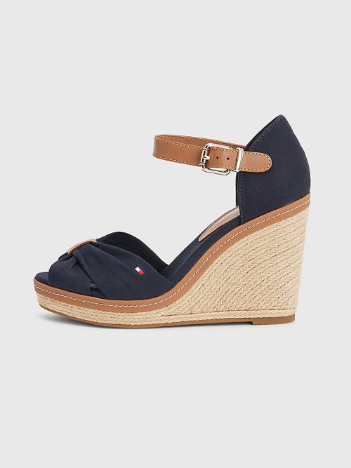 Tommy Hilfiger Iconic High Wedge Espadril Sandalet Kadın Mavi | TH360HUN