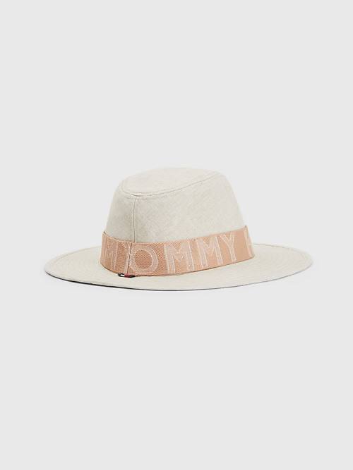 Tommy Hilfiger Iconic Linen Fedora Şapka Kadın Bej Rengi | TH562XGR