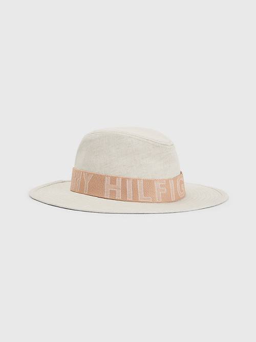 Tommy Hilfiger Iconic Linen Fedora Şapka Kadın Bej Rengi | TH562XGR