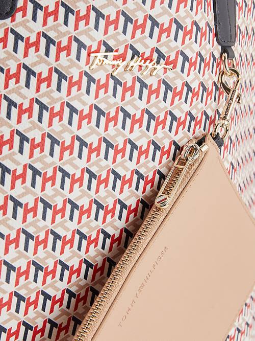 Tommy Hilfiger Iconic Monogram Signature Tote Çanta Kadın Kırmızı | TH386YBI