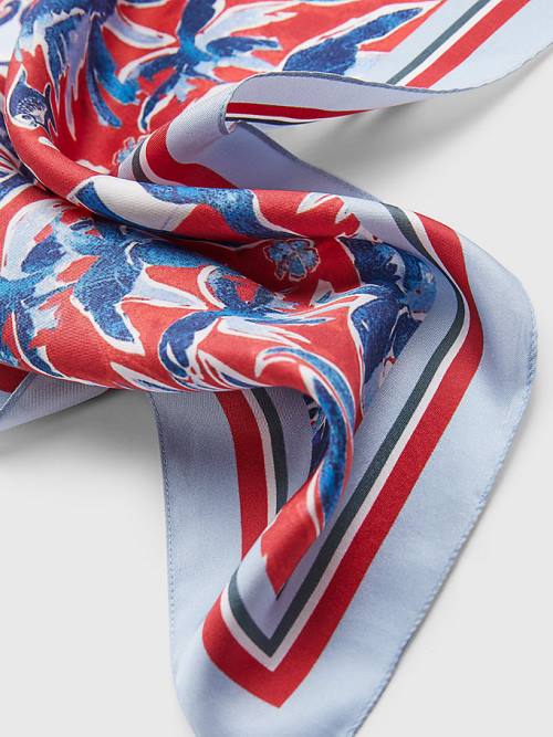 Tommy Hilfiger Iconic Print Silk Bandana Fular Kadın Mavi | TH824CQK