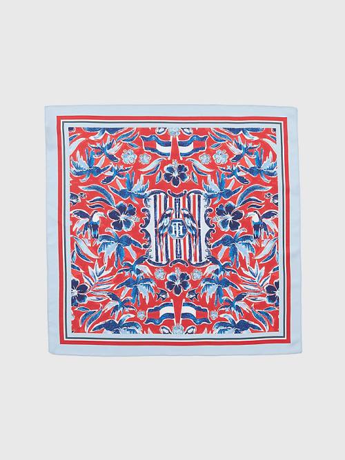 Tommy Hilfiger Iconic Print Silk Bandana Fular Kadın Mavi | TH824CQK