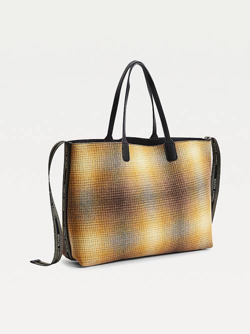 Tommy Hilfiger Iconic Shadow Check Tote Çanta Kadın Sarı | TH802ZOA