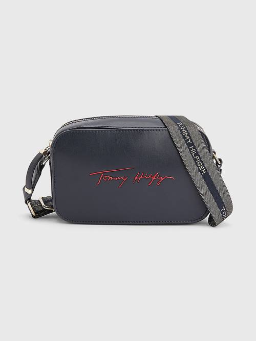 Tommy Hilfiger Iconic Signature Camera Çanta Kadın Mavi | TH513SJW