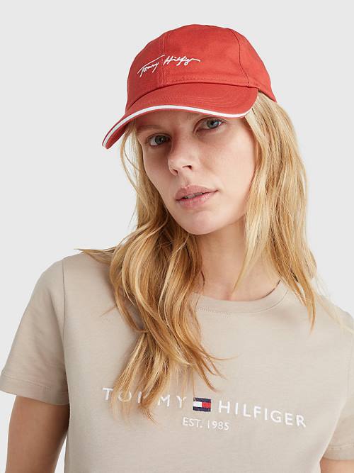 Tommy Hilfiger Iconic Signature Logo Cap Şapka Kadın Kırmızı | TH247EMG