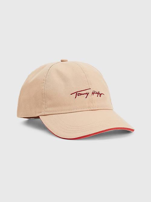 Tommy Hilfiger Iconic Signature Logo Cap Şapka Kadın Bej Rengi | TH730VFK