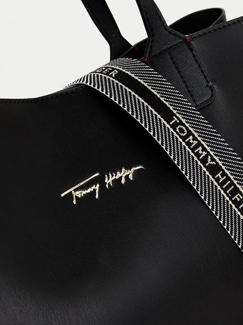 Tommy Hilfiger Iconic Signature Logo Satchel Çanta Kadın Siyah | TH539DIW