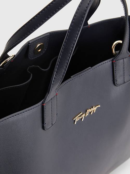 Tommy Hilfiger Iconic Signature Satchel Çanta Kadın Mavi | TH340MHU