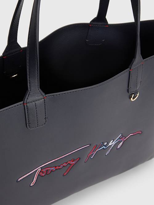 Tommy Hilfiger Iconic Signature Tote Çanta Kadın Mavi | TH798TWP