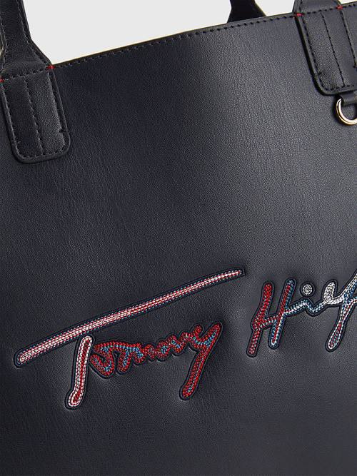 Tommy Hilfiger Iconic Signature Tote Çanta Kadın Mavi | TH798TWP