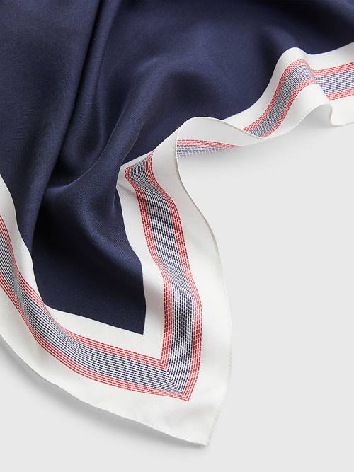 Tommy Hilfiger Iconic Silk Bandana Fular Kadın Mavi | TH735MHZ