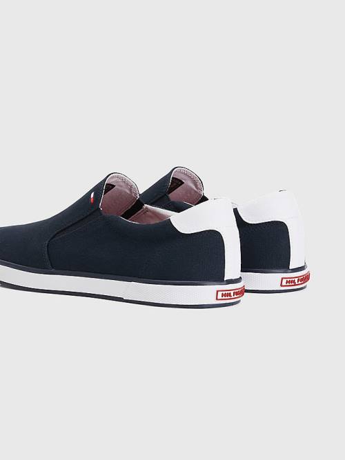 Tommy Hilfiger Iconic Slip-On Kanvas Spor Ayakkabı Erkek Mavi | TH356GFP