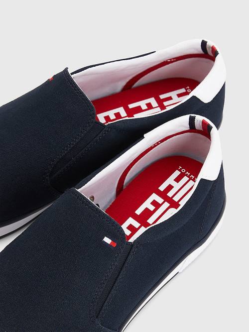 Tommy Hilfiger Iconic Slip-On Kanvas Spor Ayakkabı Erkek Mavi | TH356GFP