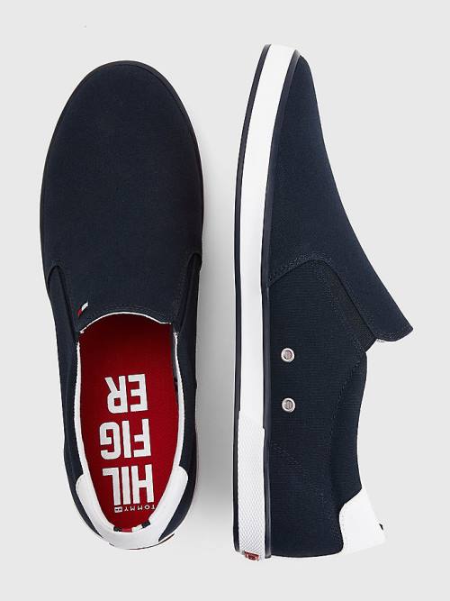 Tommy Hilfiger Iconic Slip-On Kanvas Spor Ayakkabı Erkek Mavi | TH356GFP