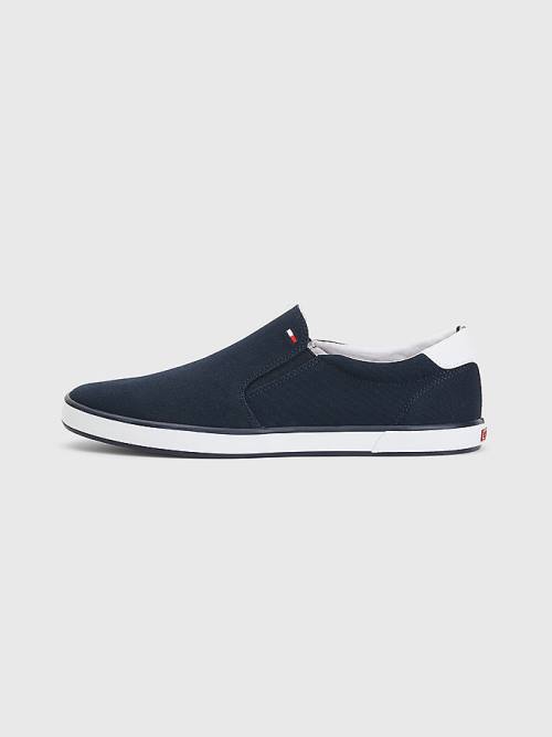 Tommy Hilfiger Iconic Slip-On Kanvas Spor Ayakkabı Erkek Mavi | TH356GFP