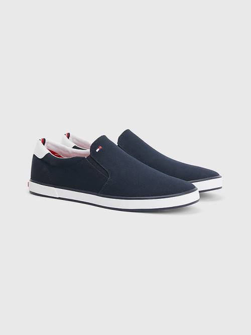 Tommy Hilfiger Iconic Slip-On Kanvas Spor Ayakkabı Erkek Mavi | TH356GFP