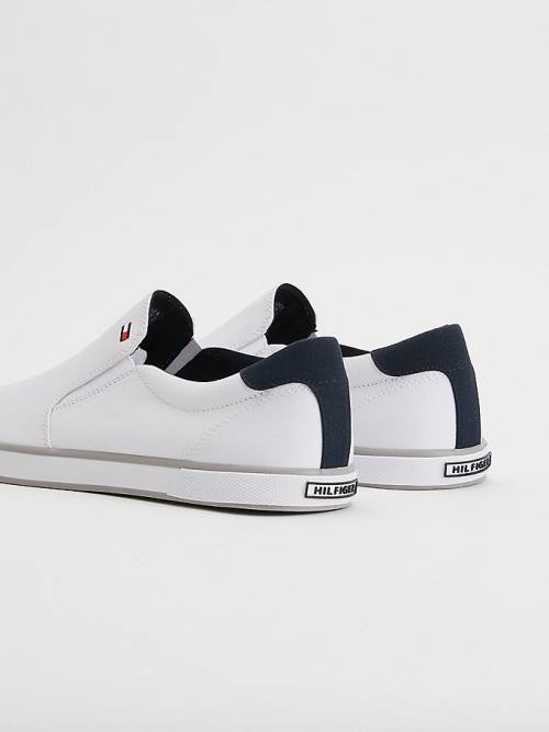 Tommy Hilfiger Iconic Slip-On Kanvas Spor Ayakkabı Erkek Beyaz | TH580IPL