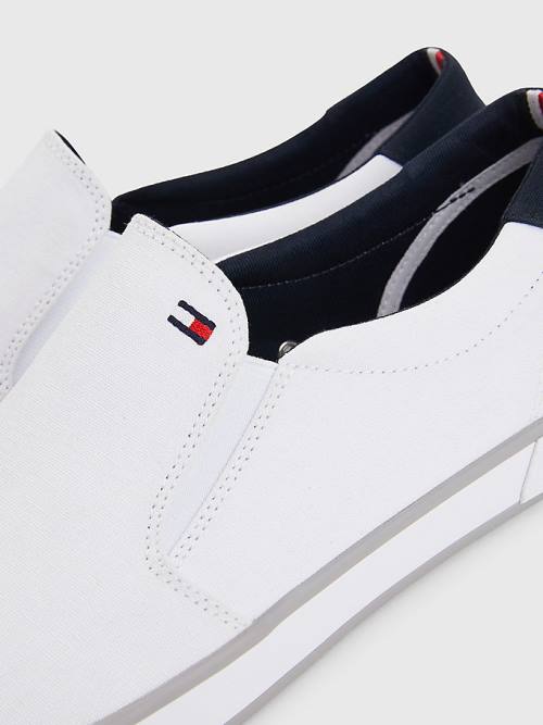 Tommy Hilfiger Iconic Slip-On Kanvas Spor Ayakkabı Erkek Beyaz | TH580IPL