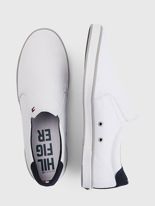 Tommy Hilfiger Iconic Slip-On Kanvas Spor Ayakkabı Erkek Beyaz | TH580IPL