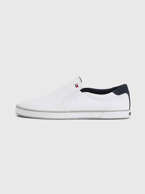 Tommy Hilfiger Iconic Slip-On Kanvas Spor Ayakkabı Erkek Beyaz | TH580IPL