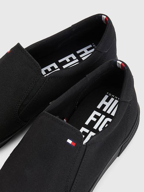 Tommy Hilfiger Iconic Slip-On Kanvas Spor Ayakkabı Erkek Siyah | TH901NEK