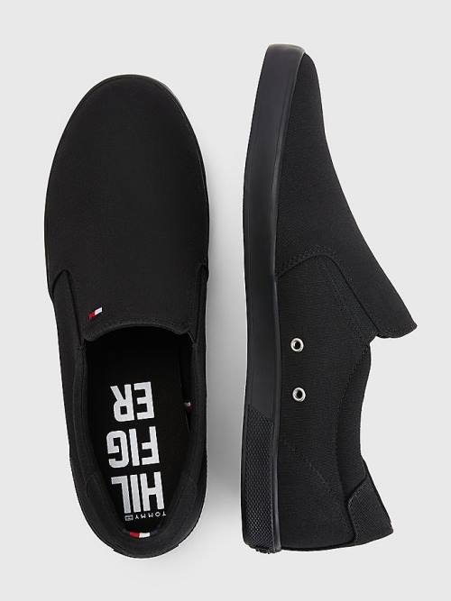 Tommy Hilfiger Iconic Slip-On Kanvas Spor Ayakkabı Erkek Siyah | TH901NEK