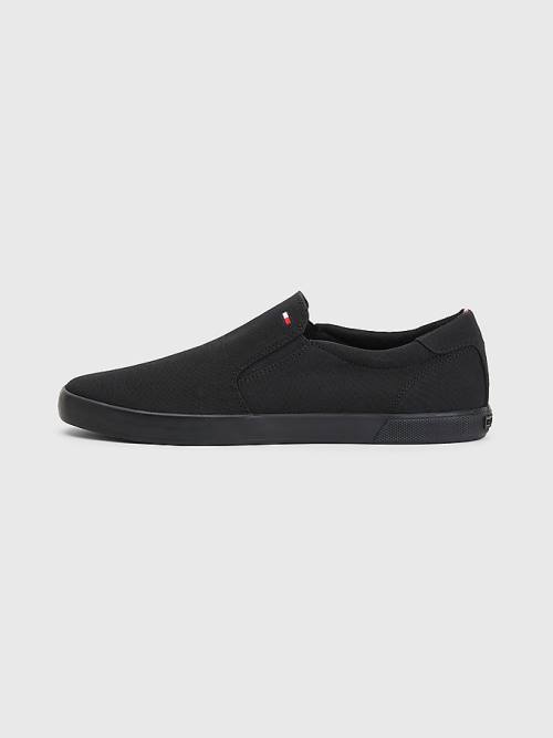 Tommy Hilfiger Iconic Slip-On Kanvas Spor Ayakkabı Erkek Siyah | TH901NEK