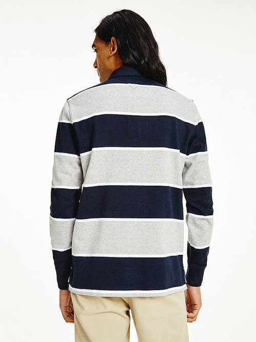 Tommy Hilfiger Iconic Stripe Rugby Shirt Polo Yaka Tişört Erkek Mavi | TH849MOJ